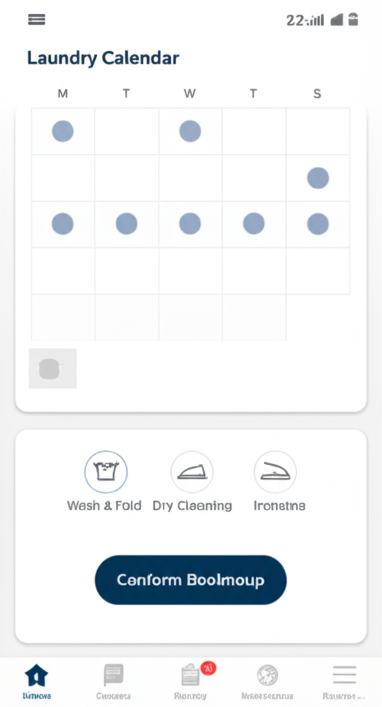 Screenshot of Launder It booking calendar and service selection